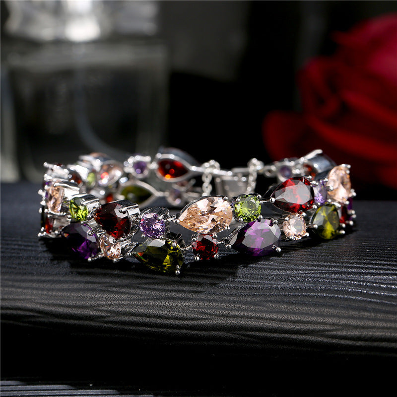 Golden Pleated Transparent Cubic Zircon Bracelet Bracelet Bridal Gift Brand: aeac