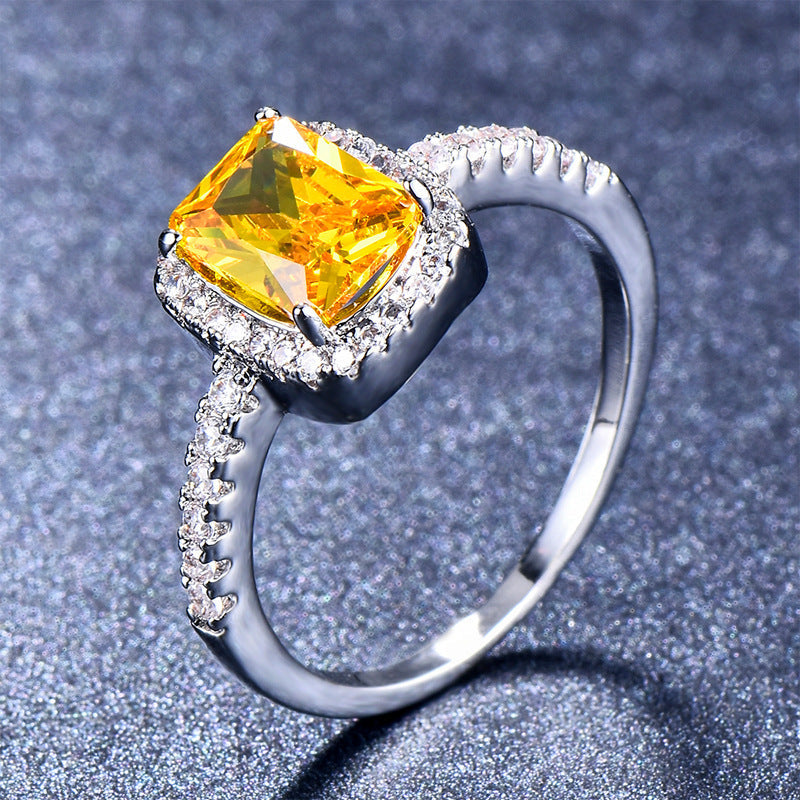 European And American Multi-color Pink Diamond Opal Ring Fashion Inlaid Zircon Simple Brand: aeac