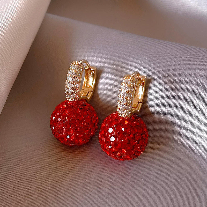 Red Earrings Fashion Stud Earrings Korean Temperament Birth Year Earrings Brand: aeac