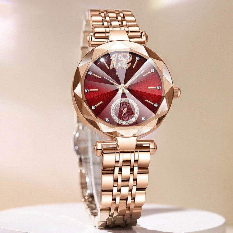 Women's Fashionable Multi-pronged Gradient Glass With Diamond Face Watch Brand: aeac