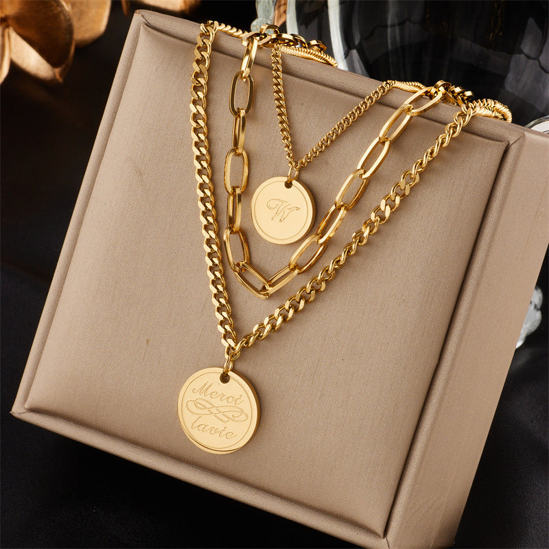 Diamond Square Pendant Titanium Steel Twin Necklace Brand: aeac