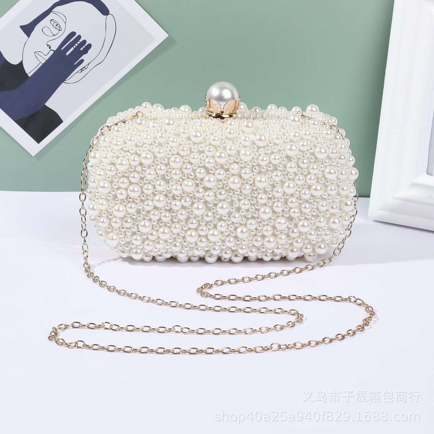 Women's Pearl Dinner Bag Soft Surface Lock Clutch Brand: aeac