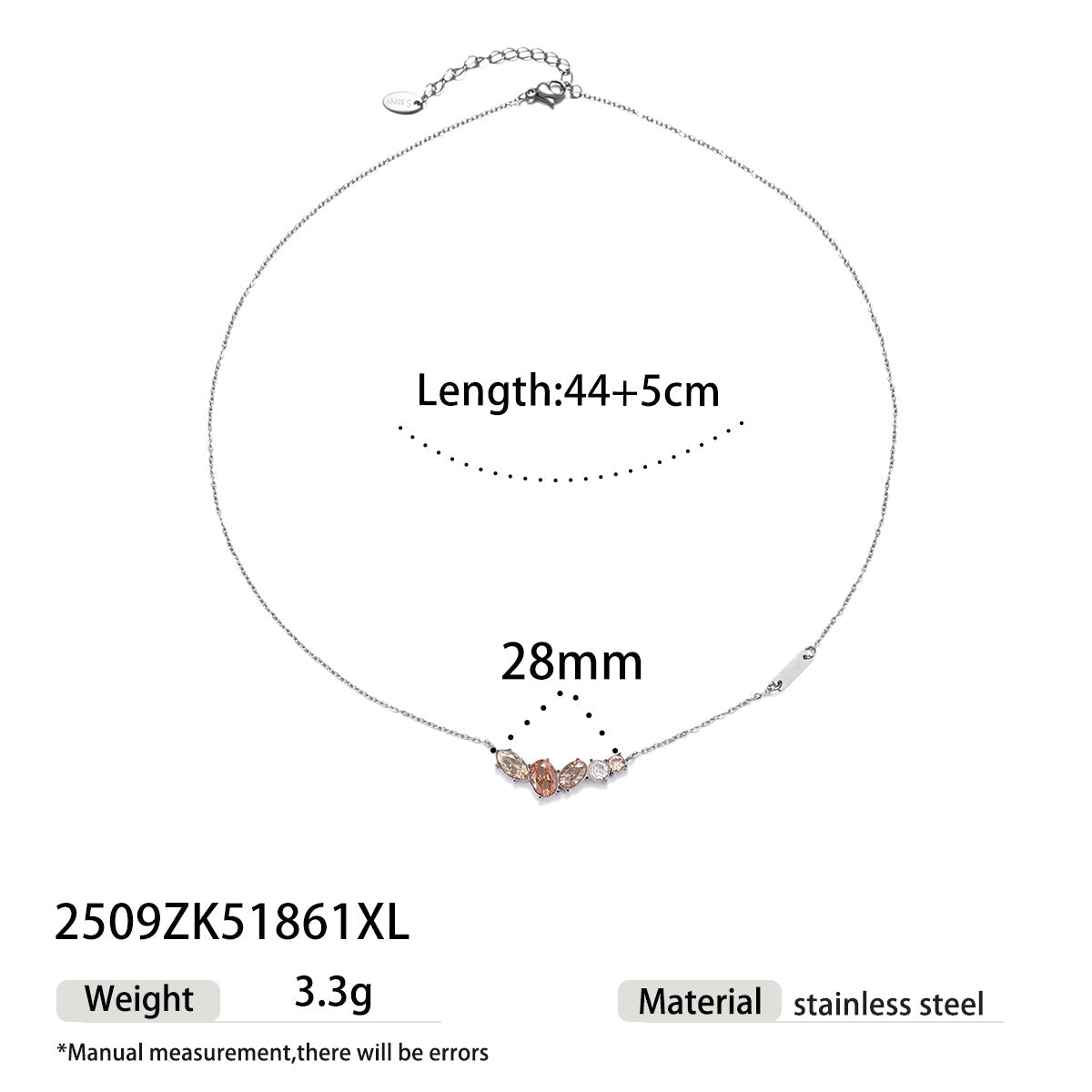 Stainless Steel Zircon-studded Necklace For Women Brand: aeac