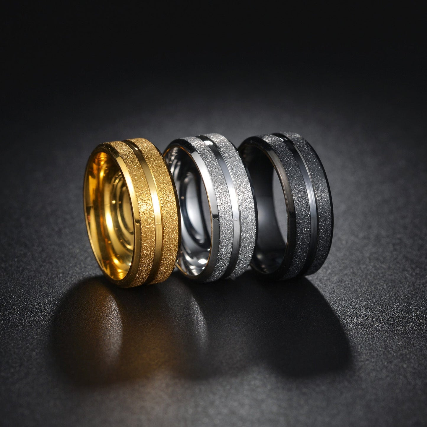 8mm Gold Plated Stainless Steel Ring – Euro-American Style Brand: aeac