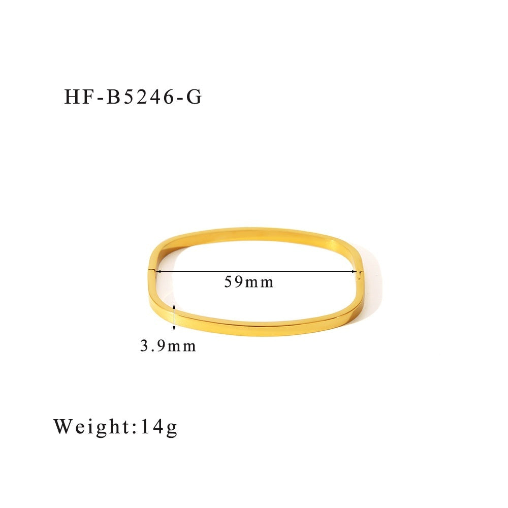 Stainless Steel Gold-Plated Bracelet – Mirror Polished Fashion Jewelry for Women Brand: aeac
