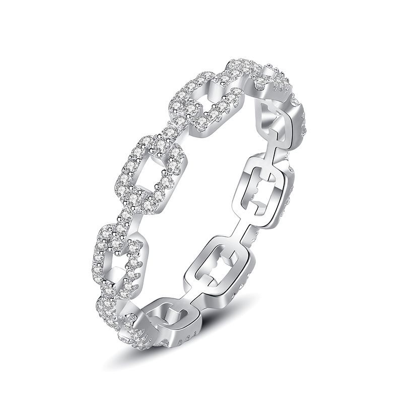 S925 Sterling Silver Chain Full Diamond Ring Brand: aeac