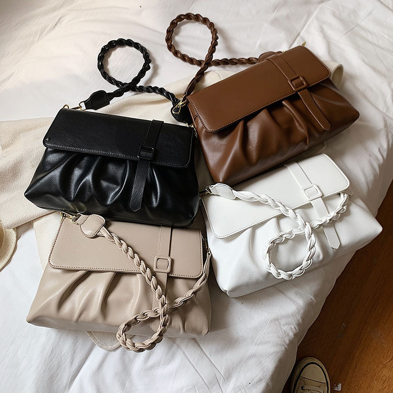 Pure Color PU Folds Trendy Personality Simple Shoulder Bag Brand: aeac