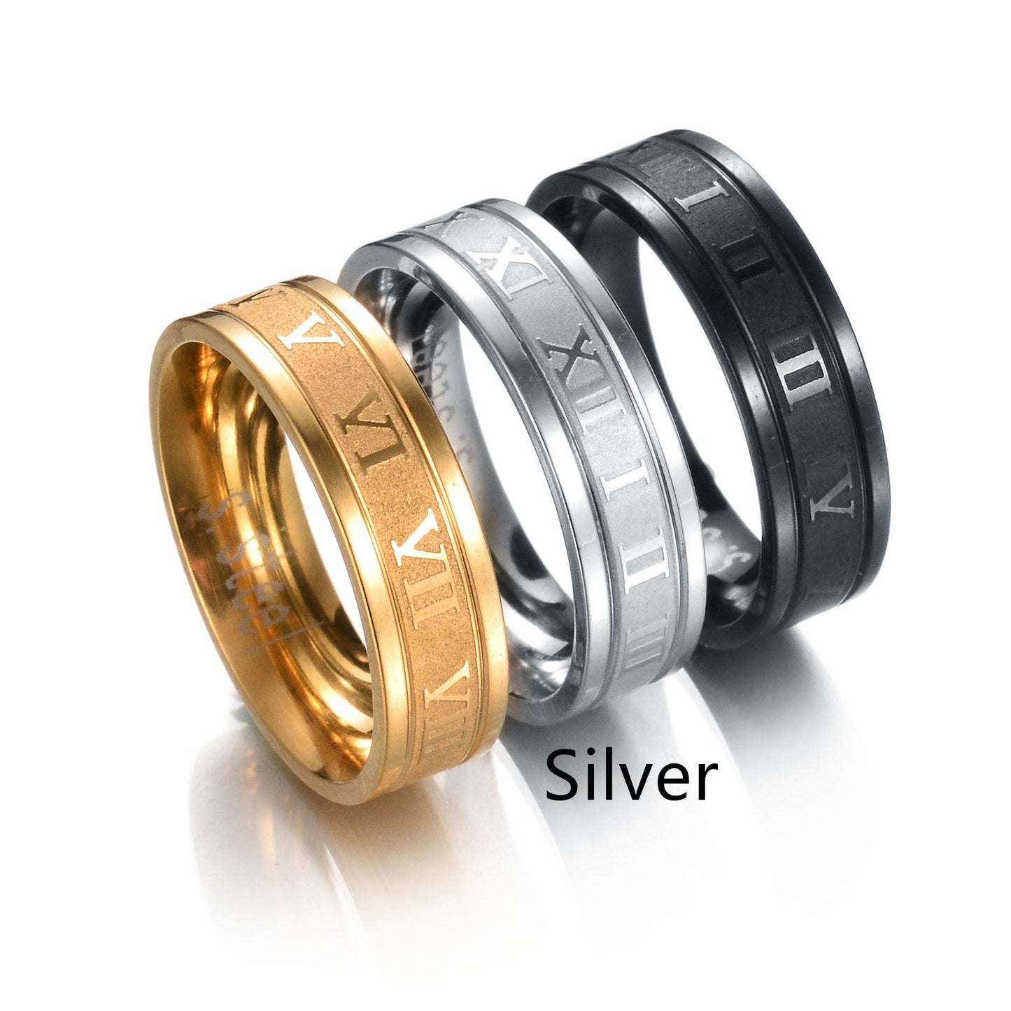 Punk ring stainless steel straight edge Roman numeral ring Brand: aeac