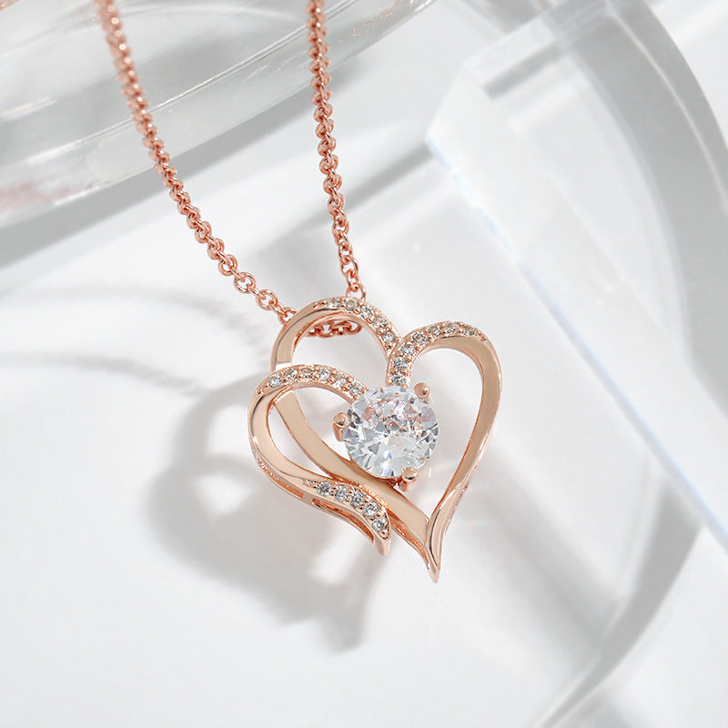 Double Heart Zircon Necklace – Personalized Love Pendant Brand: aeac