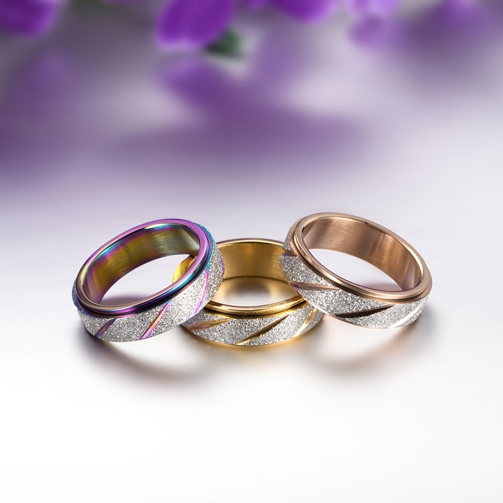 Women's Fashion Frosted Slash Swivel Ring Brand: aeac