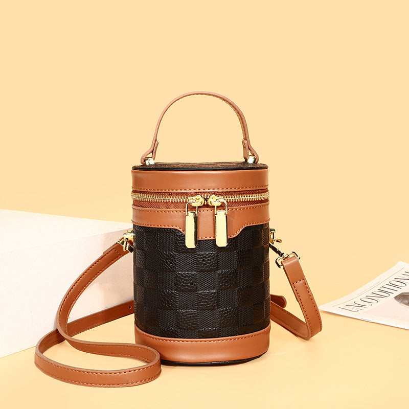 Leather Niche Cylinder Bag Fashion Women's Bag Messenger Portable Brand: aeac