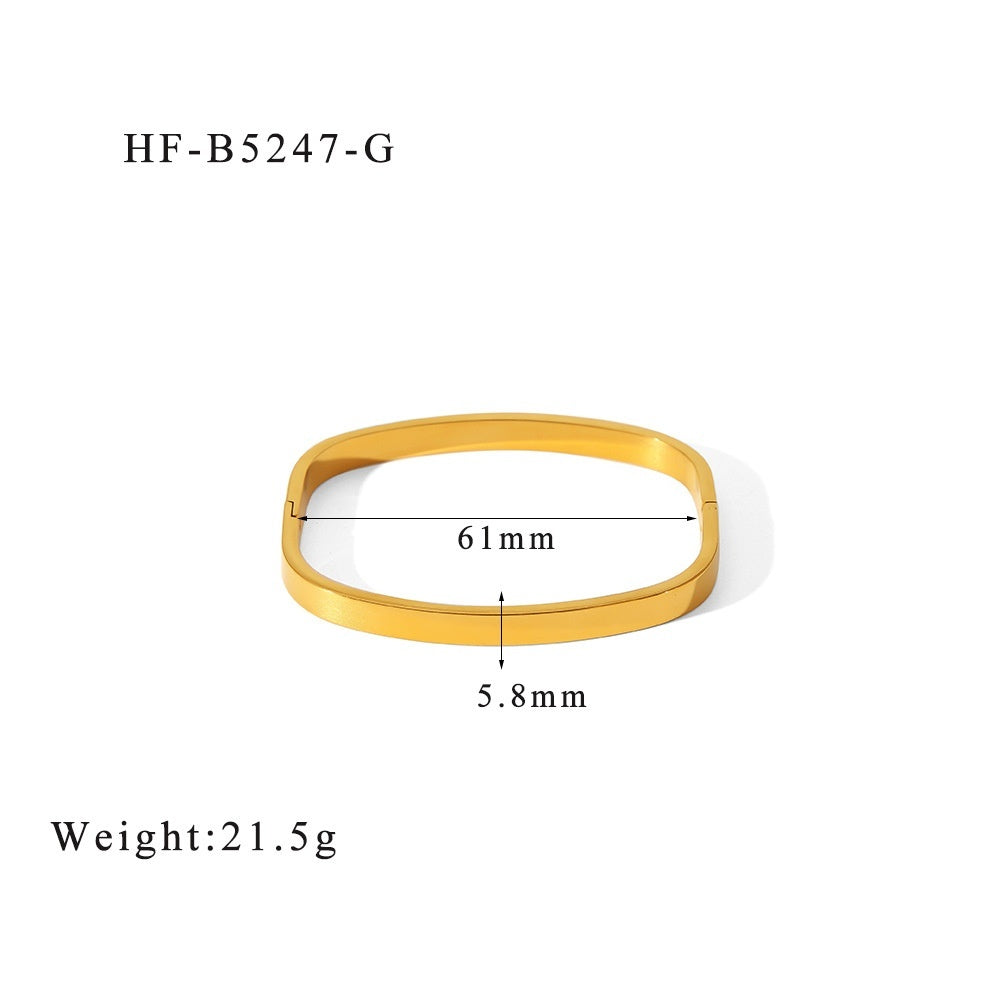 Stainless Steel Gold-Plated Bracelet – Mirror Polished Fashion Jewelry for Women Brand: aeac
