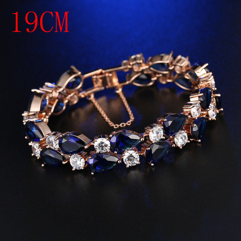 Golden Pleated Transparent Cubic Zircon Bracelet Bracelet Bridal Gift Brand: aeac