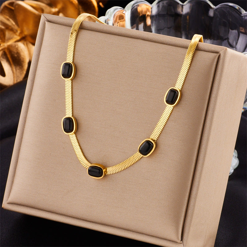 Diamond Square Pendant Titanium Steel Twin Necklace Brand: aeac