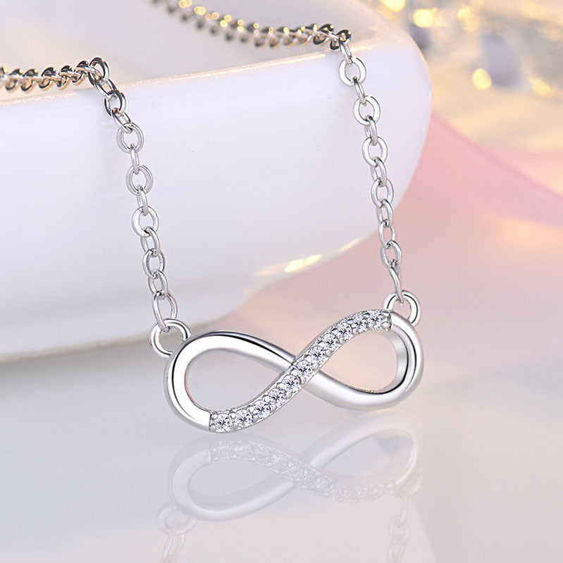 Japanese And Korean Sweet Art Micro Rhinestone 8-shaped Clavicle Necklace Brand: aeac