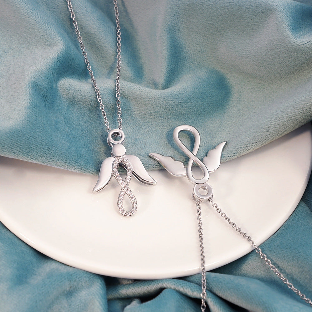 Necklace Personality Pendant Accessories Rose Gold Angel Wings Brand: aeac