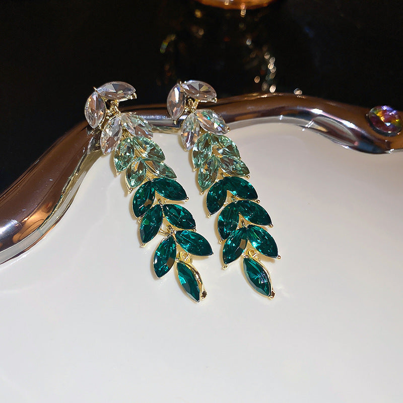 Gradient Color Tassel Wheat Long Earrings Women Brand: aeac