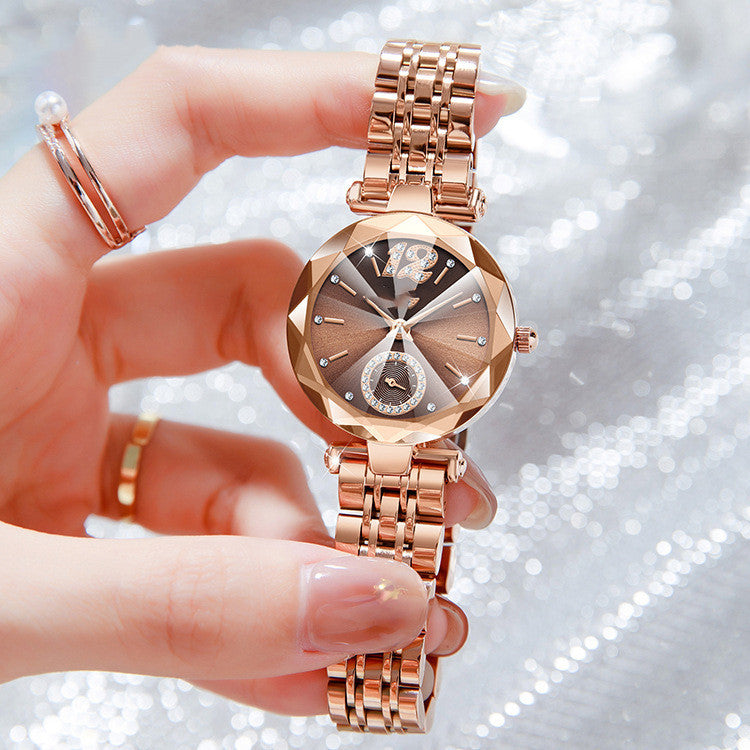 Women's Fashionable Multi-pronged Gradient Glass With Diamond Face Watch Brand: aeac