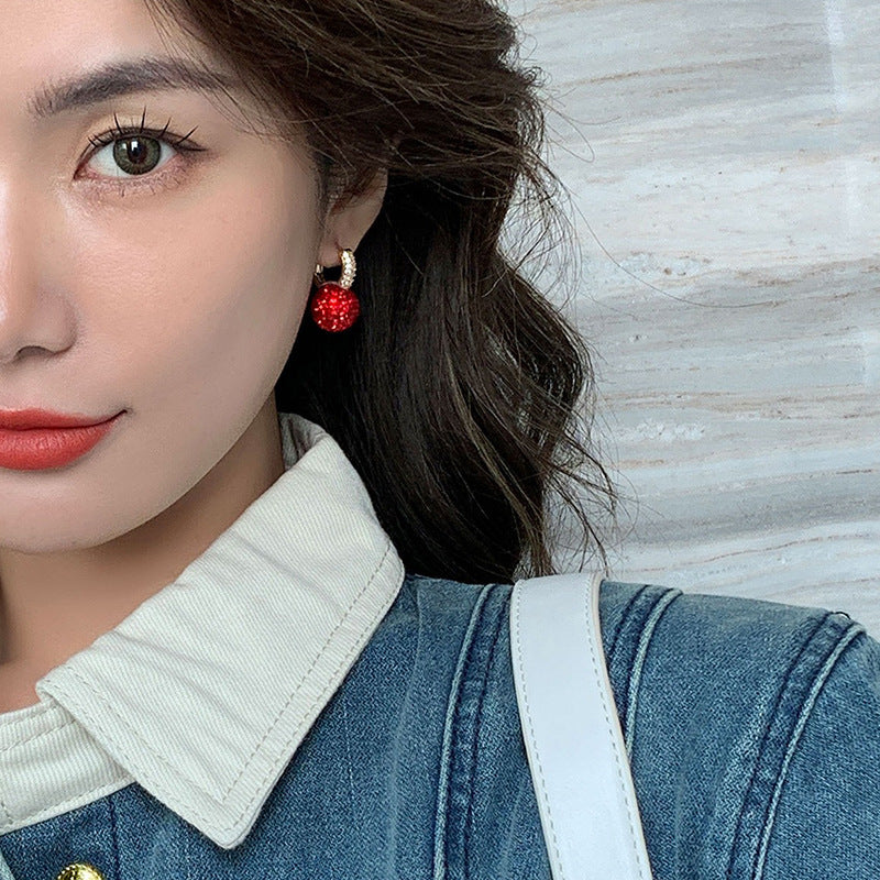 Red Earrings Fashion Stud Earrings Korean Temperament Birth Year Earrings Brand: aeac