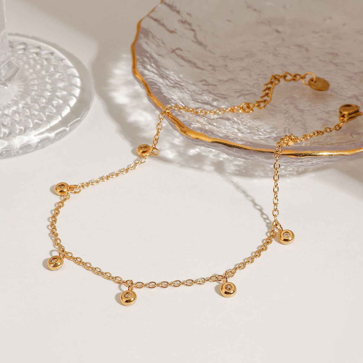 Stainless Steel All-match Zircon Anklet Brand: aeac