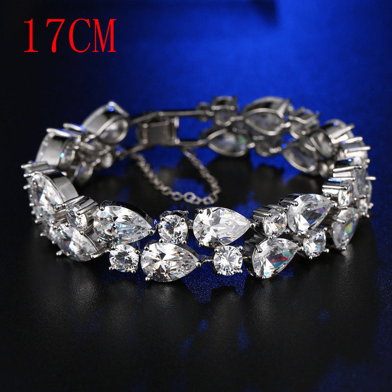 Golden Pleated Transparent Cubic Zircon Bracelet Bracelet Bridal Gift Brand: aeac