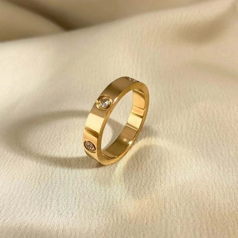 Love Diamond-Studded Titanium Steel Couple Ring Brand: aeac