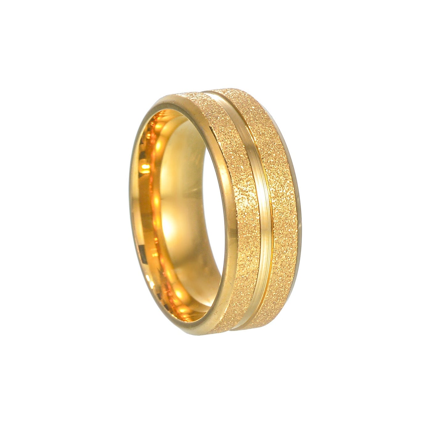 8mm Gold Plated Stainless Steel Ring – Euro-American Style Brand: aeac