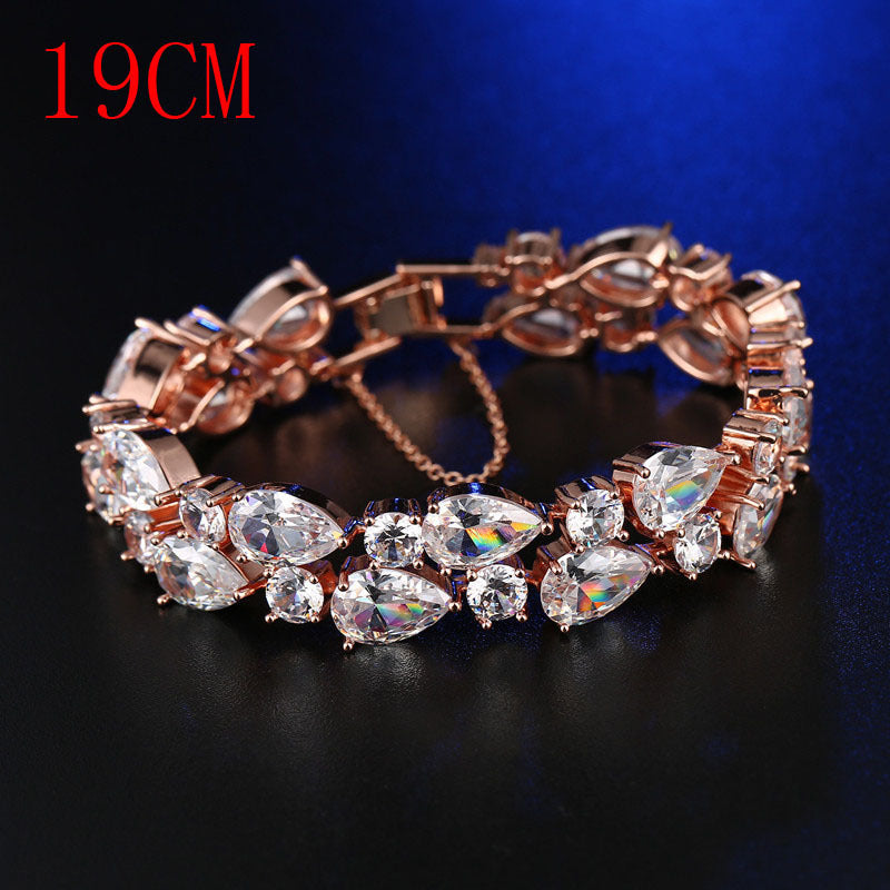 Golden Pleated Transparent Cubic Zircon Bracelet Bracelet Bridal Gift Brand: aeac
