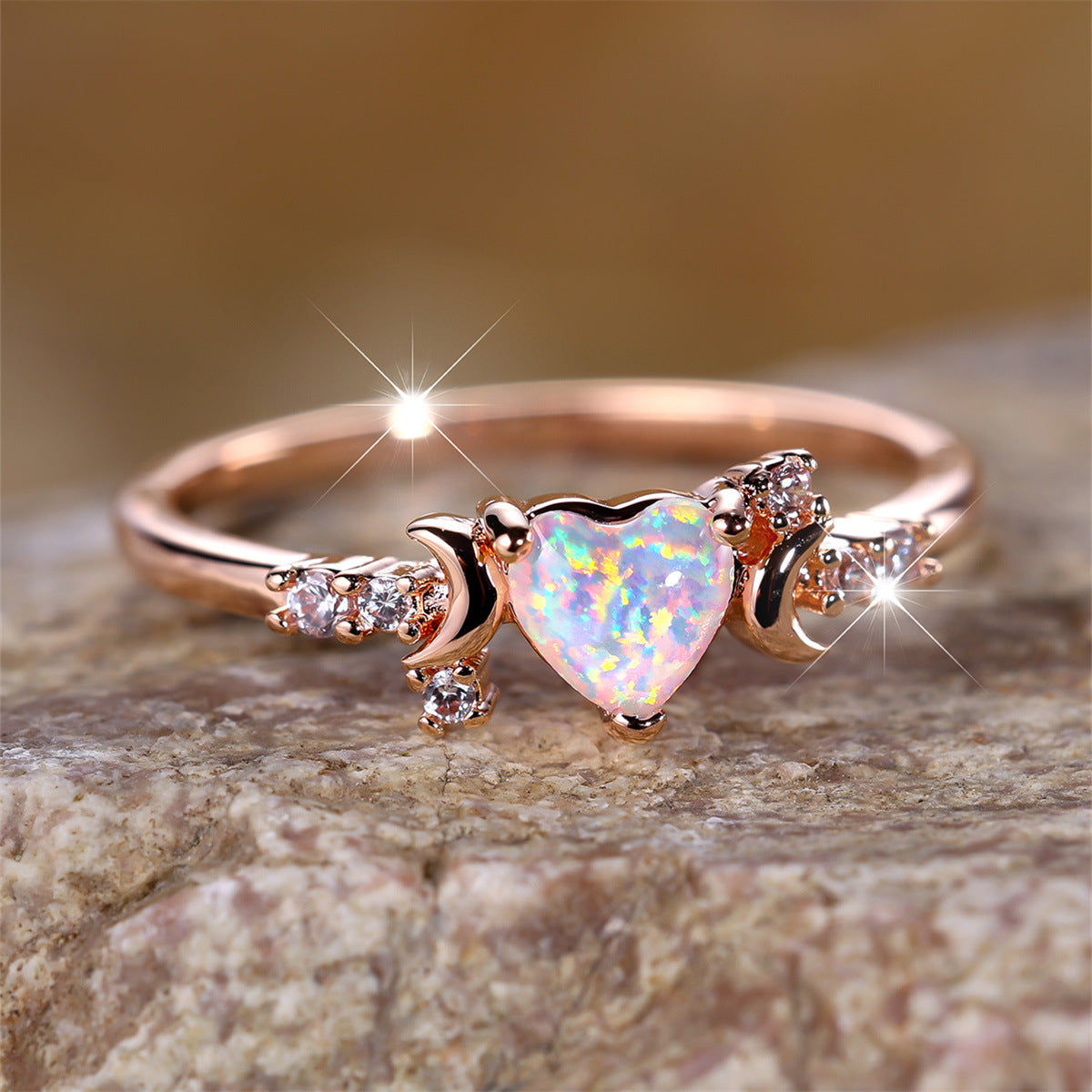 New Love Moon Three Claw Ring On Both Sides Simple Brand: aeac