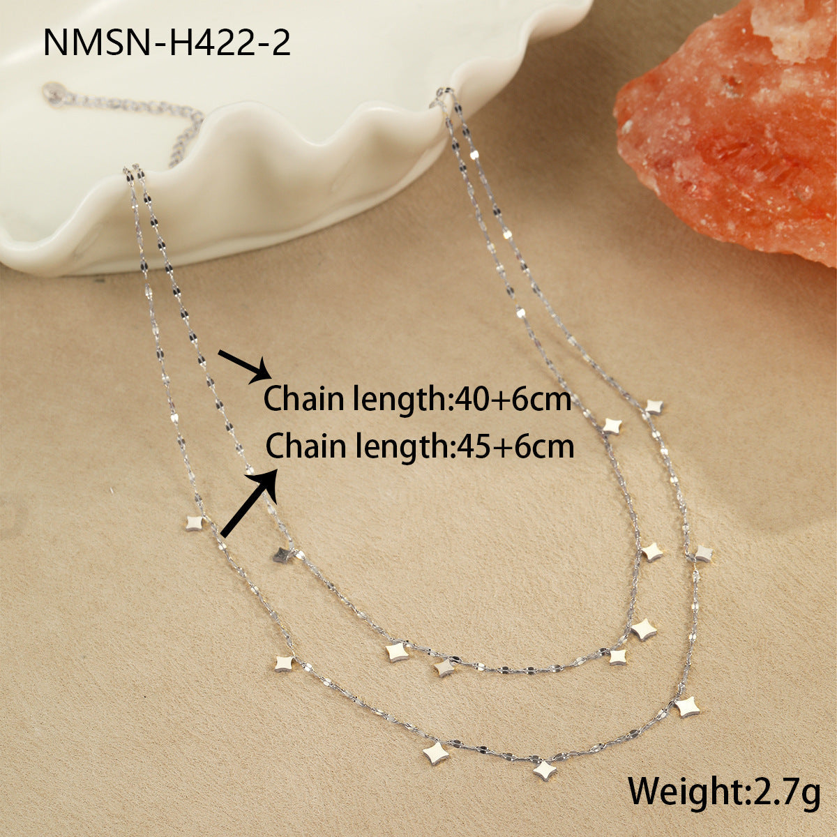 Double-layer Stacked Stainless Steel Necklace Brand: aeac