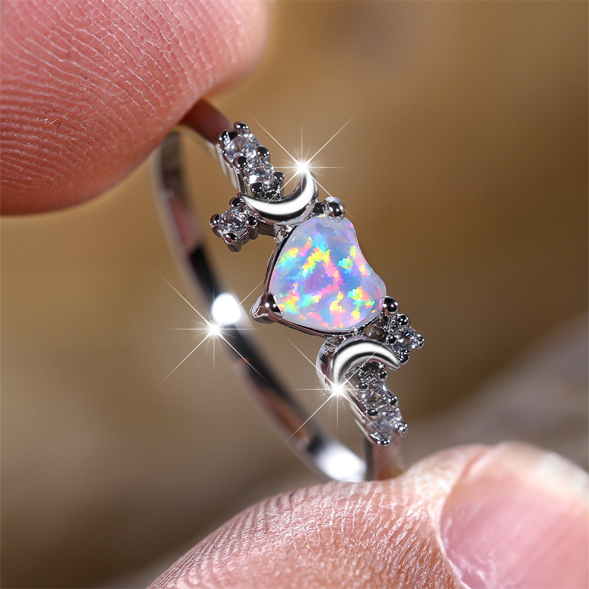 New Love Moon Three Claw Ring On Both Sides Simple Brand: aeac