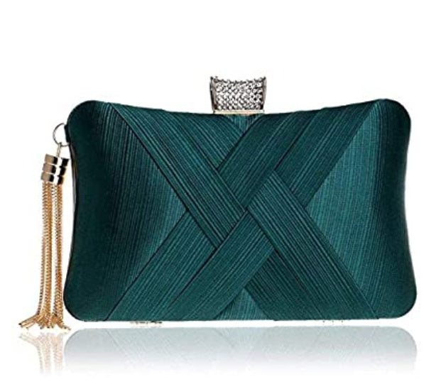 Fringed Metal Braided Diamond Buckle Banquet Evening Clutch Shoulder Bag Brand: aeac