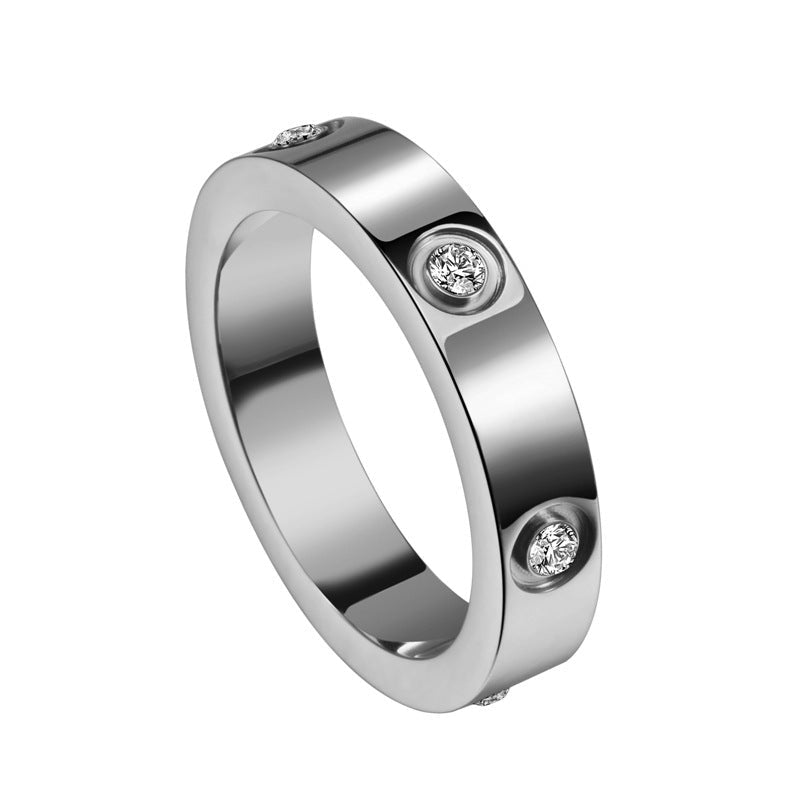 Love Diamond-Studded Titanium Steel Couple Ring Brand: aeac