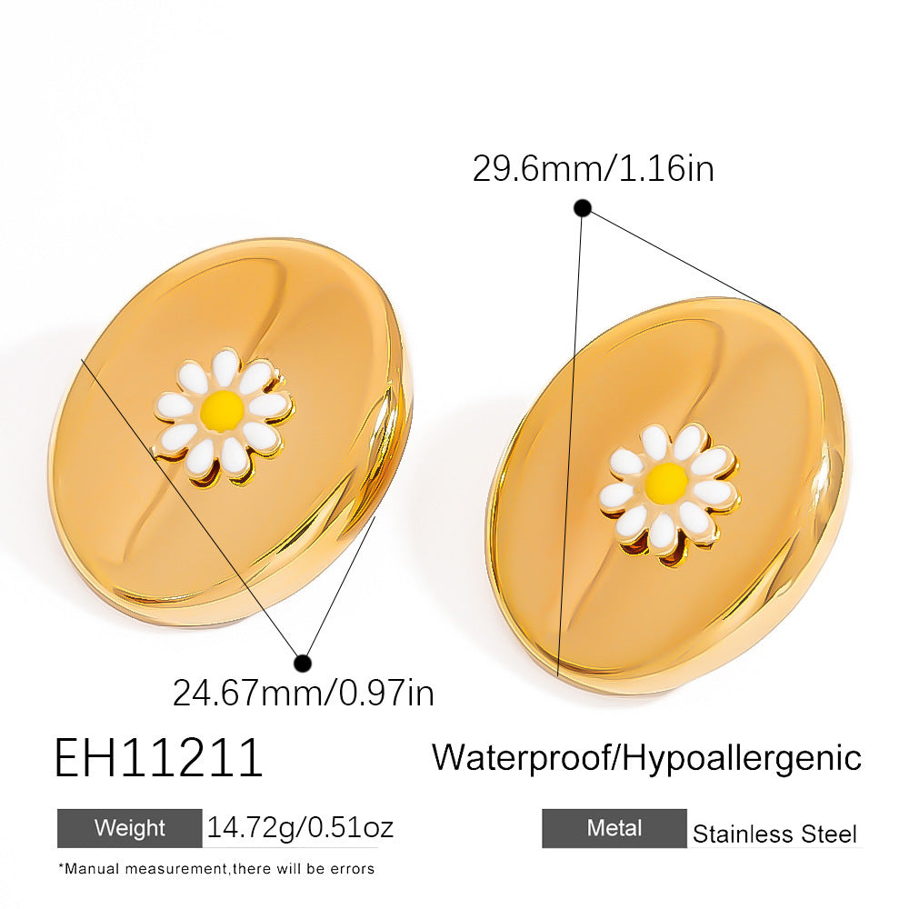 European And American Titanium Steel Ear Studs Light Luxury High-grade Dripping Oil Brand: aeac