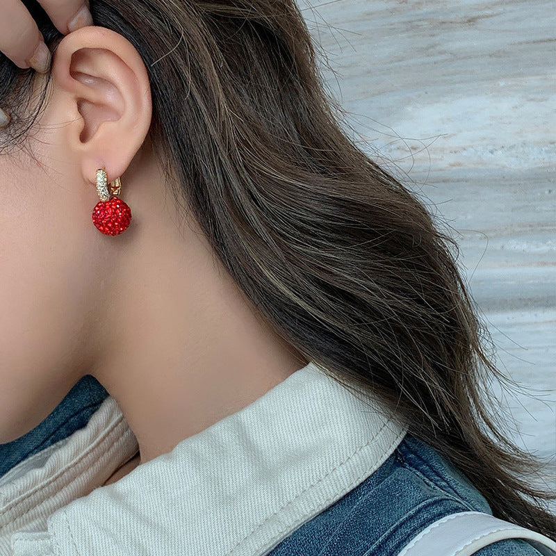 Red Earrings Fashion Stud Earrings Korean Temperament Birth Year Earrings Brand: aeac