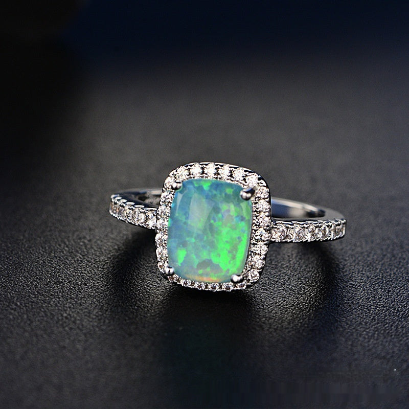 European And American Multi-color Pink Diamond Opal Ring Fashion Inlaid Zircon Simple Brand: aeac