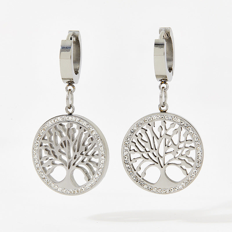 Diamond Tree Of Life Personality Earrings Brand: aeac