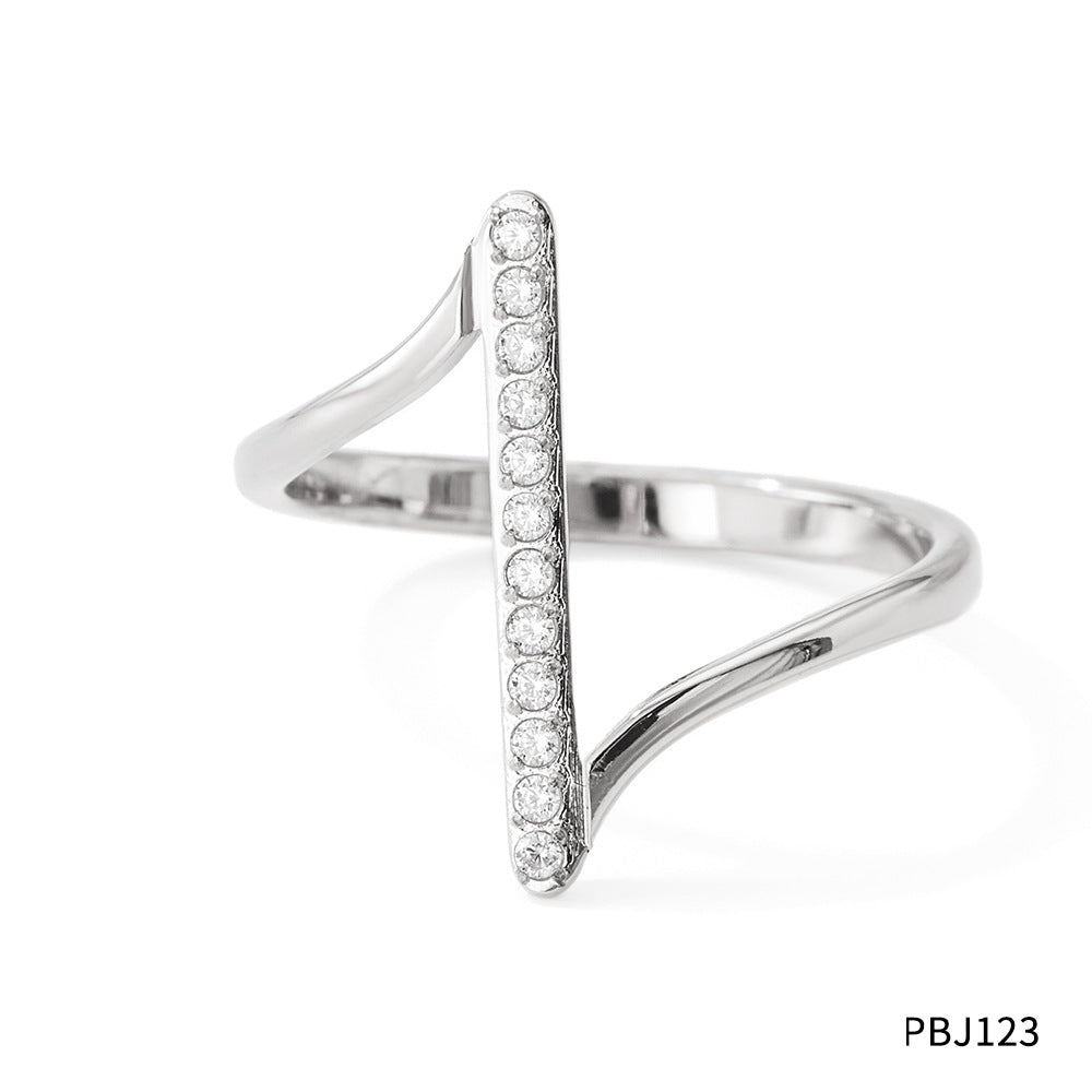 Micro Inlaid Zircon Wave Word Index Finger Ring Brand: aeac