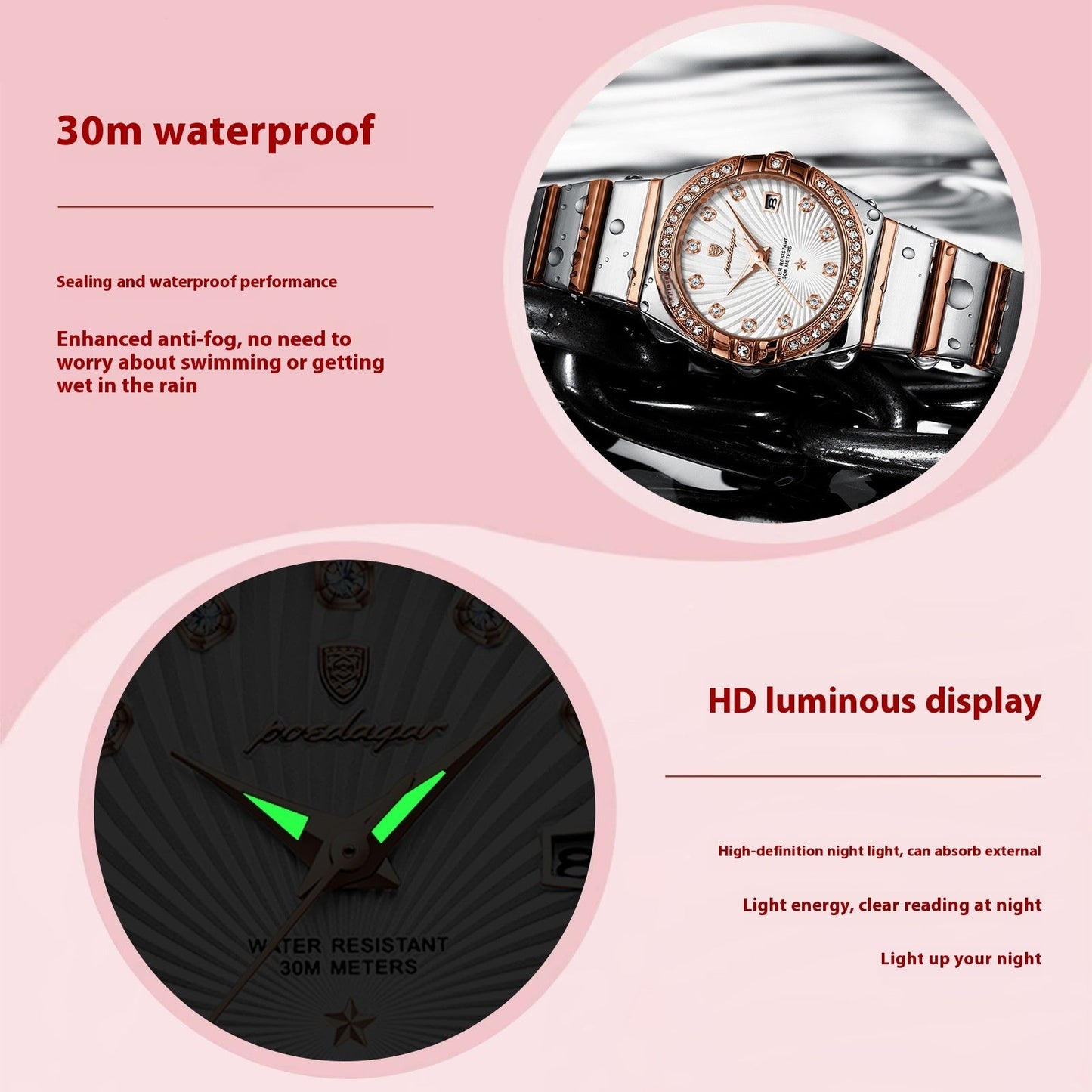 Women's Waterproof Luminous Ultra-thin Watch Brand: aeac