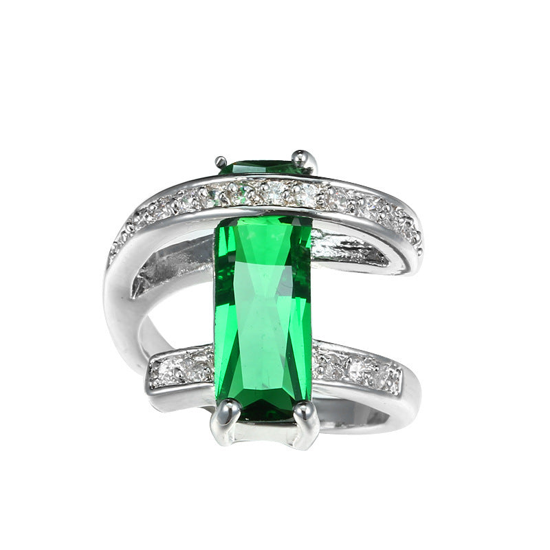 New Product Creative Fashion Rectangle Zircon Ring Brand: aeac