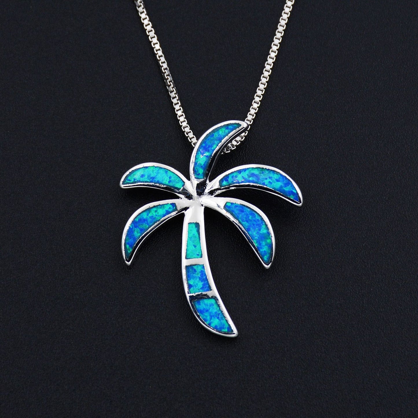 Simple Style Blue Opal Coconut Tree Necklace Brand: aeac
