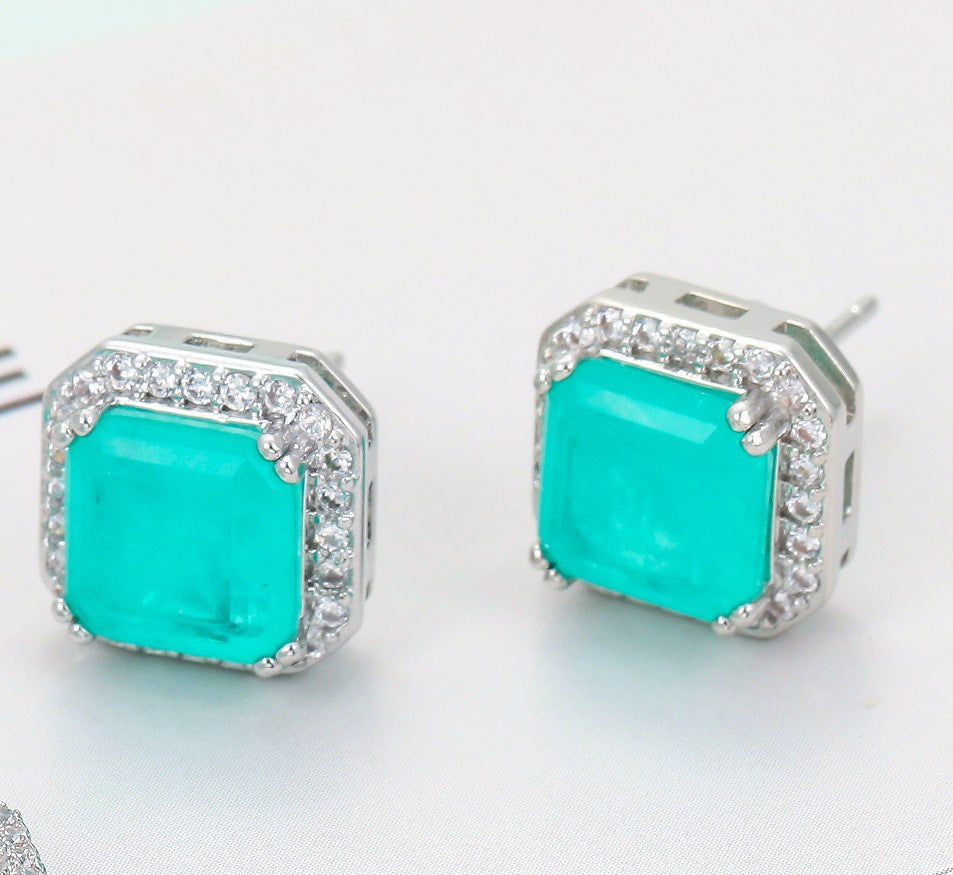 Female Versatile Personality Square Necklace Earrings Brand: aeac