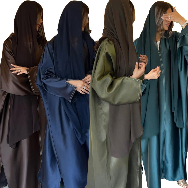 Muslim Robe Middle East – Loose Satin Cardigan Outerwear Brand: aeac