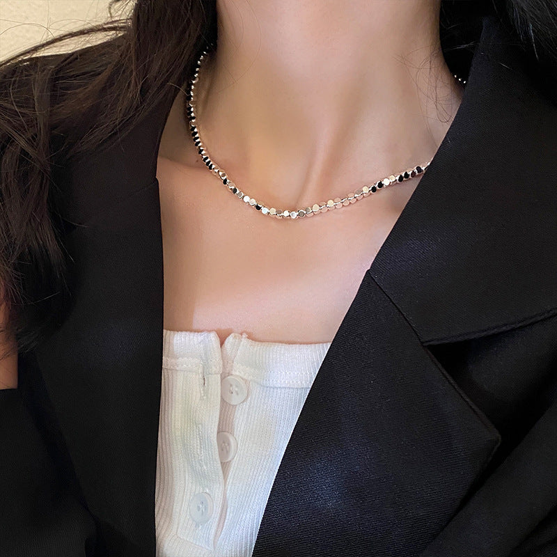 High-grade Ins Broken Silver Couple Cold Wind Titanium Steel No Fading Necklace Brand: aeac