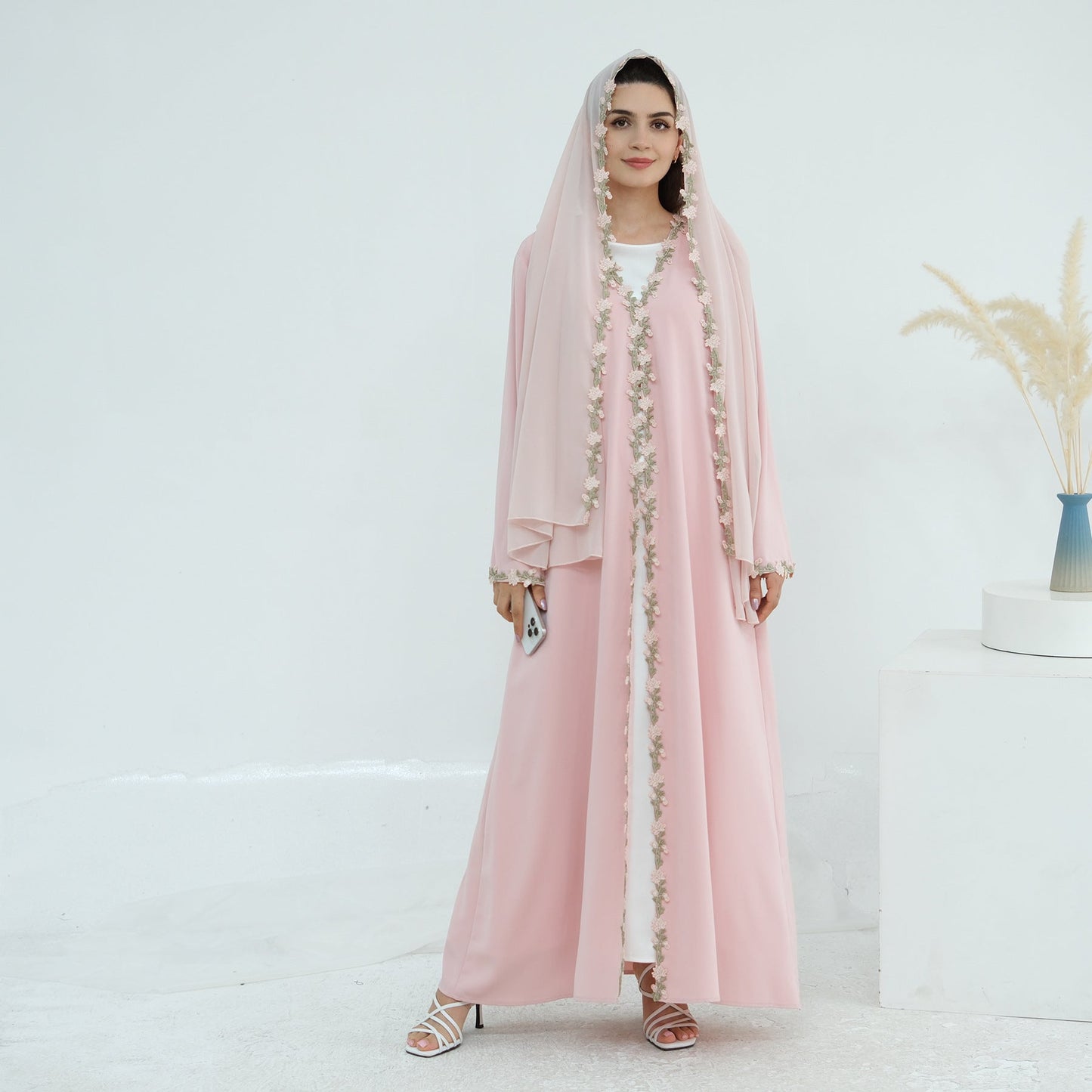 Embroidered Flower Stitching Cardigan Headscarf Brand: aeac