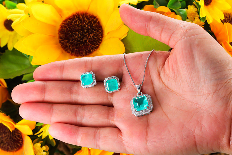 Female Versatile Personality Square Necklace Earrings Brand: aeac