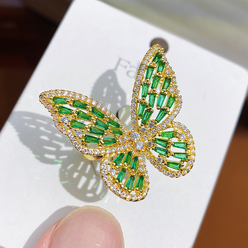 Women's Zircon Personality Colorized Butterfly Ring Brand: aeac
