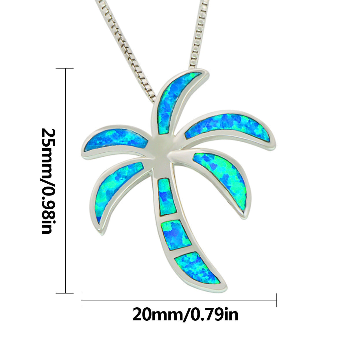 Simple Style Blue Opal Coconut Tree Necklace Brand: aeac