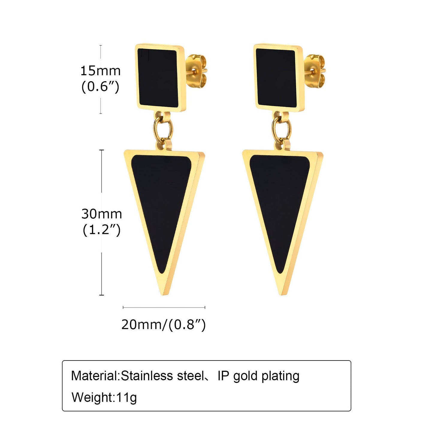 Stainless Steel Triangle Earrings Gold Simple Metal Geometry Brand: aeac