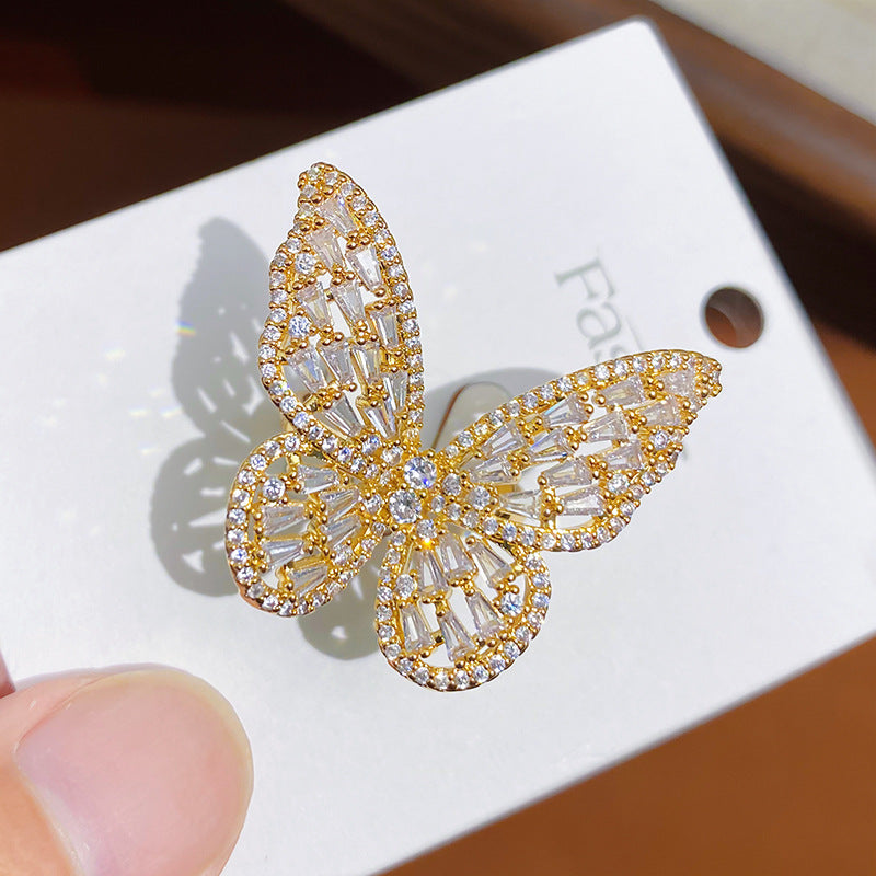 Women's Zircon Personality Colorized Butterfly Ring Brand: aeac